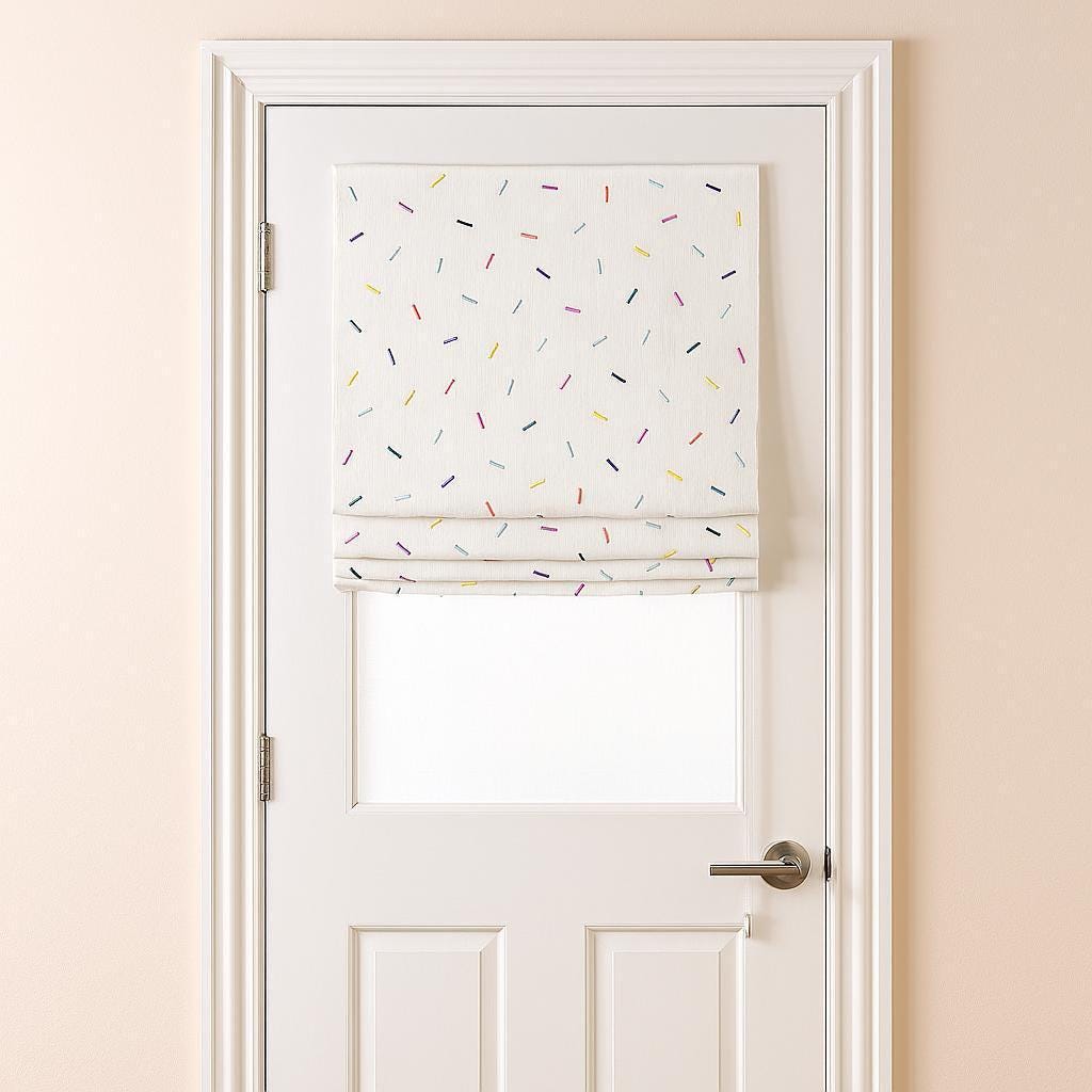 Roman Shade for Kids: Rainbow Confetti Embroidery (Custom Size, Organic Linen) — image 5