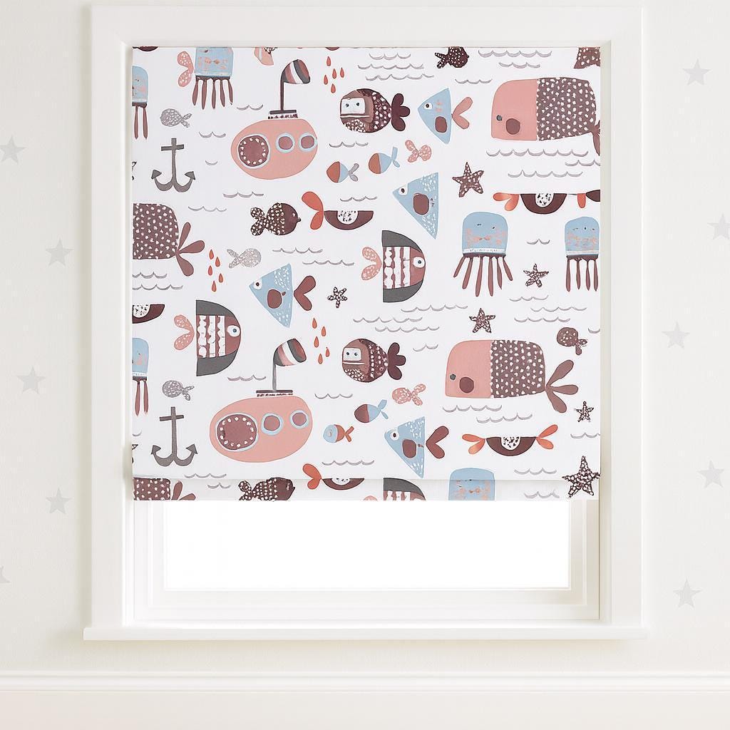 Roman Shade: Nautical Kids Room Decor (Blackout, Organic Cotton-Linen) — image 4