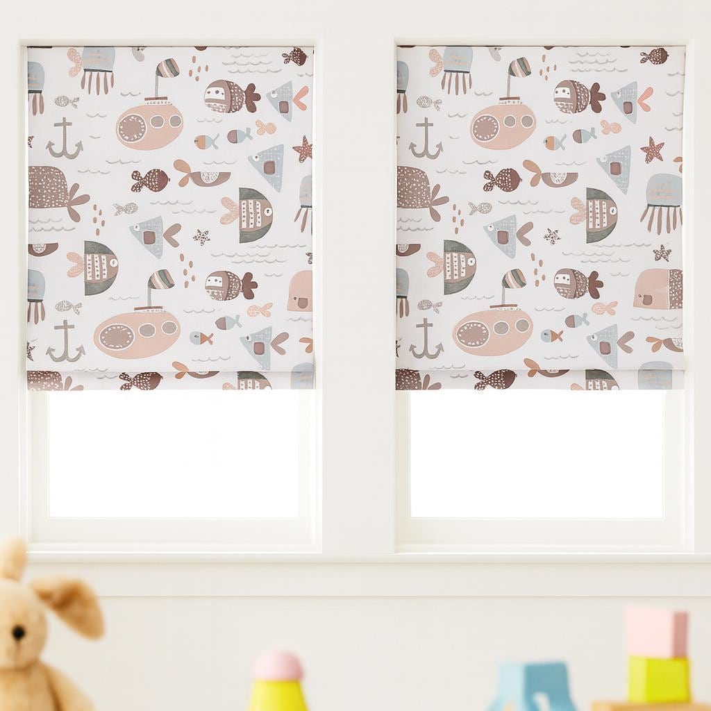 Roman Shade: Nautical Kids Room Decor (Blackout, Organic Cotton-Linen) — image 7