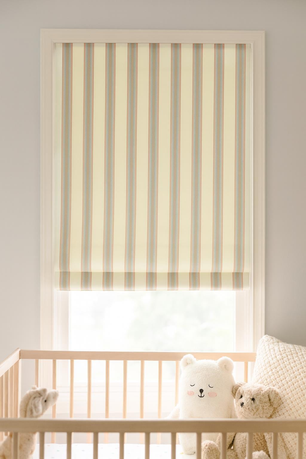Nursery Roman Shade, Organic Cotton Pastel Stripes (Blackout or Light-Filtering) — image 4