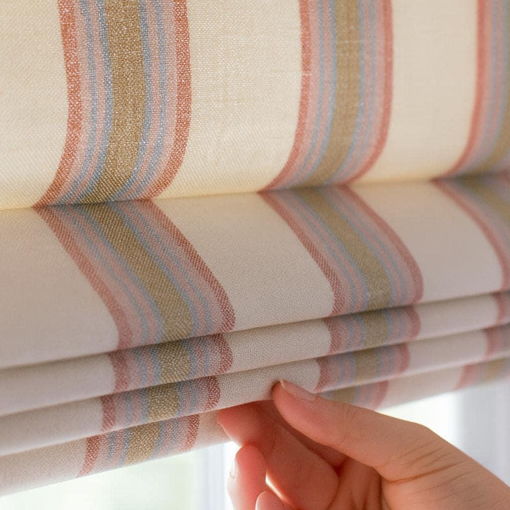 Nursery Roman Shade, Organic Cotton Pastel Stripes (Blackout or Light-Filtering) — image 6
