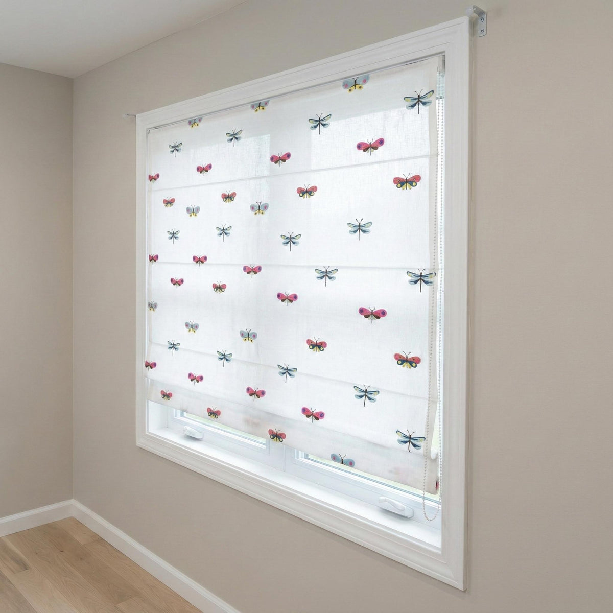 Dragonfly & Butterfly Roman Shade: Linen Nursery Window Blind (Made to Measure) — image 9