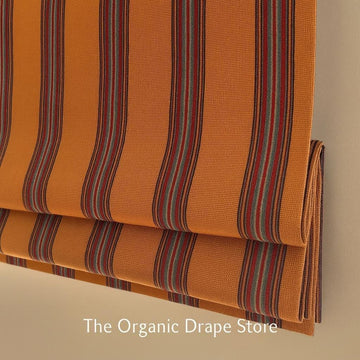 Roman Shade: Kids Nursery Orange Stripe (Organic Cotton, Blackout) — image 1