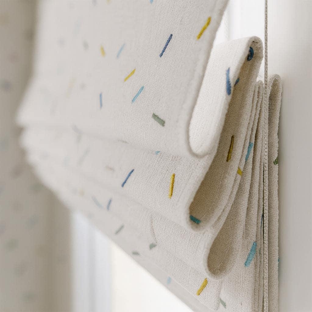 Sprinkle Embroidered Roman Blind: Organic Linen, Kids Blackout Shade — image 3