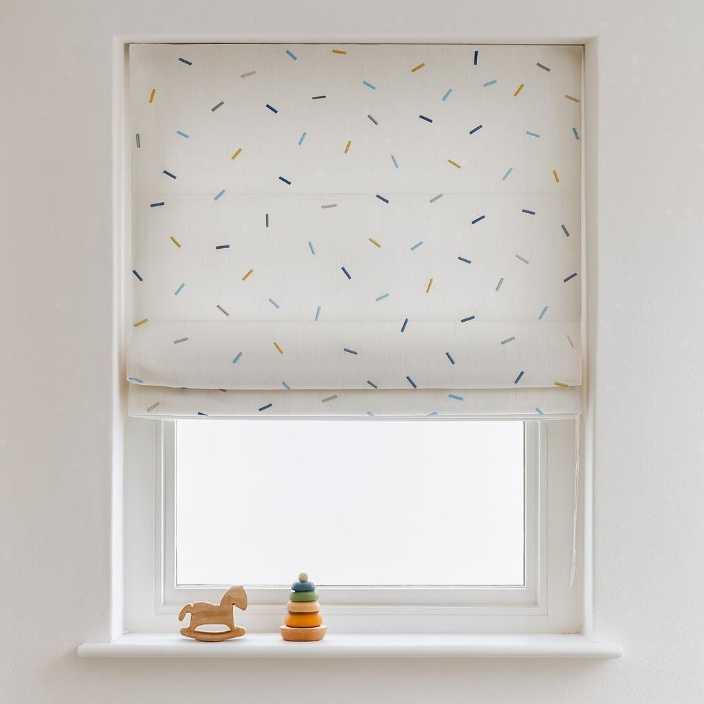Sprinkle Embroidered Roman Blind: Organic Linen, Kids Blackout Shade — image 6