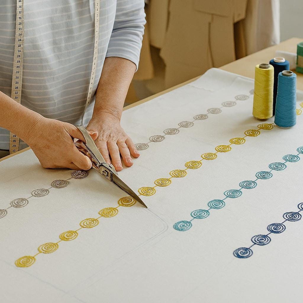 Embroidered Linen Roman Shade: Colorful Circles, Custom Size — image 5