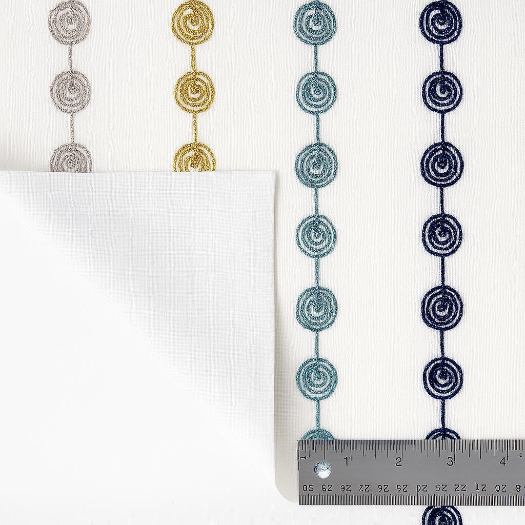 Embroidered Linen Roman Shade: Colorful Circles, Custom Size — image 6