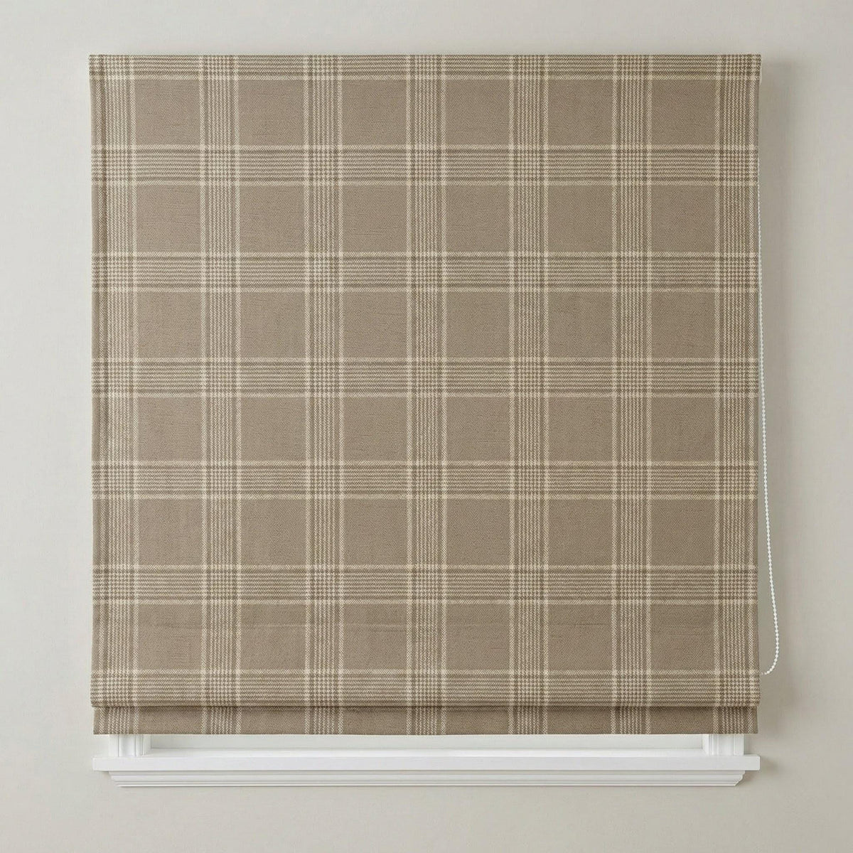 Custom Linen Roman Shade, Taupe Cream Plaid, Farmhouse Window Blind, OEKO-TEX — image 4