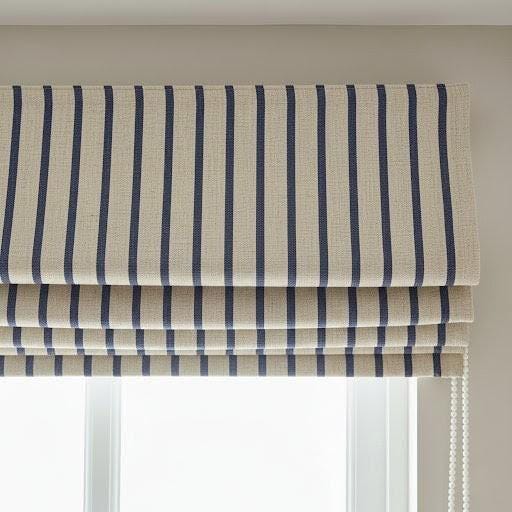 Roman Window Blind: Navy Striped Linen (Made to Measure, Blackout or Light Filter) — image 1