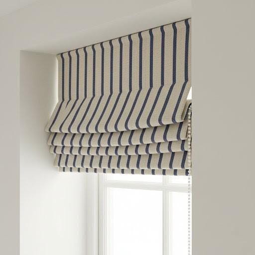 Roman Window Blind: Navy Striped Linen (Made to Measure, Blackout or Light Filter) — image 3