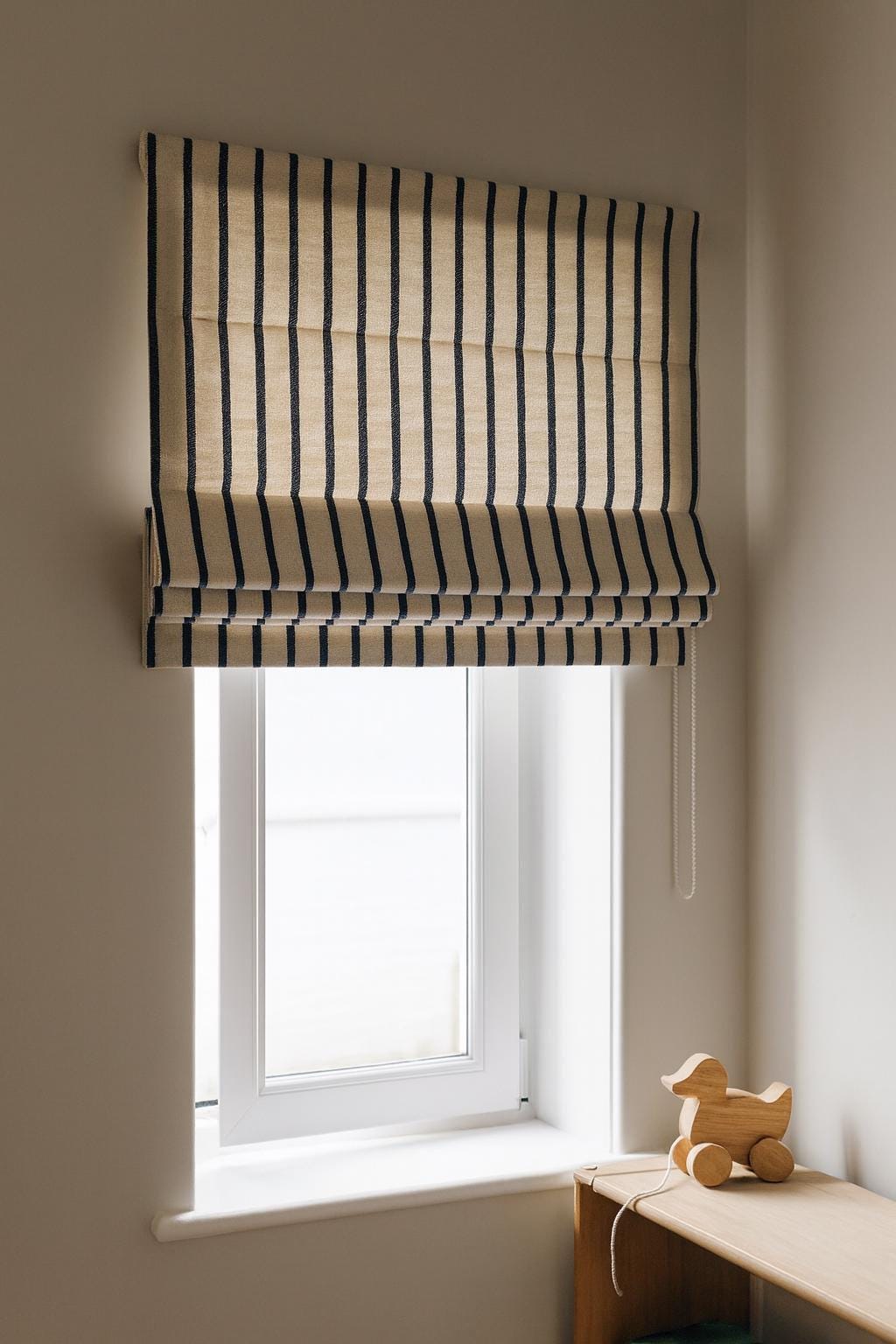 Roman Window Blind: Navy Striped Linen (Made to Measure, Blackout or Light Filter) — image 7