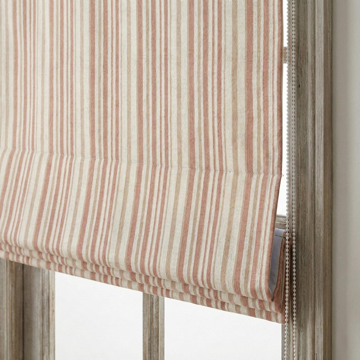 Farmhouse Linen Roman Shade, Dusty Pink Stripe (Organic Blackout) — image 2