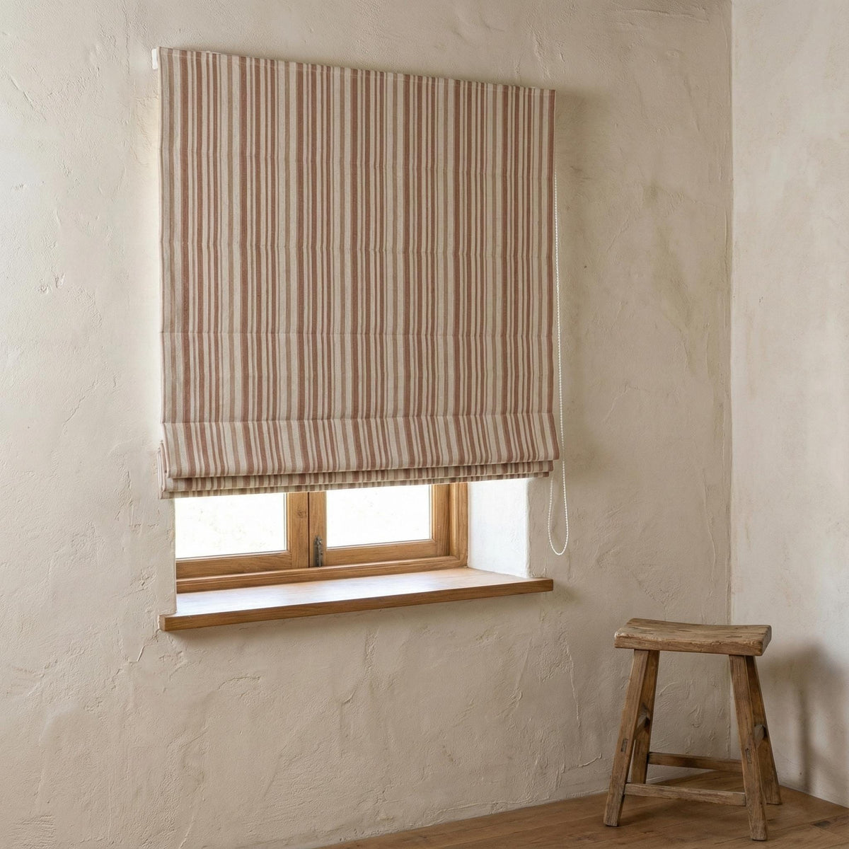 Farmhouse Linen Roman Shade, Dusty Pink Stripe (Organic Blackout) — image 4