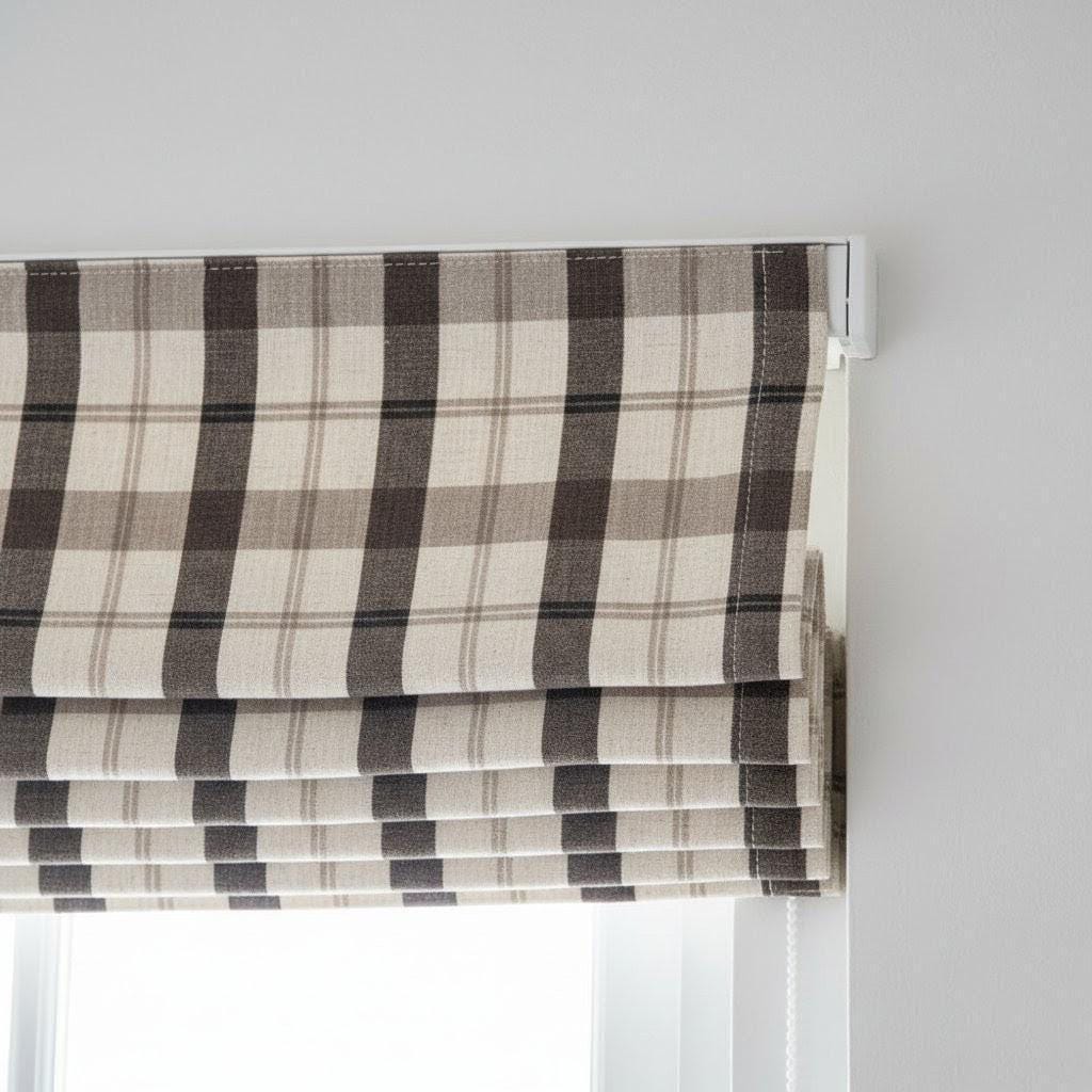 Farmhouse Linen Roman Shade - Corded, Made to Measure, Blackout Option — image 1