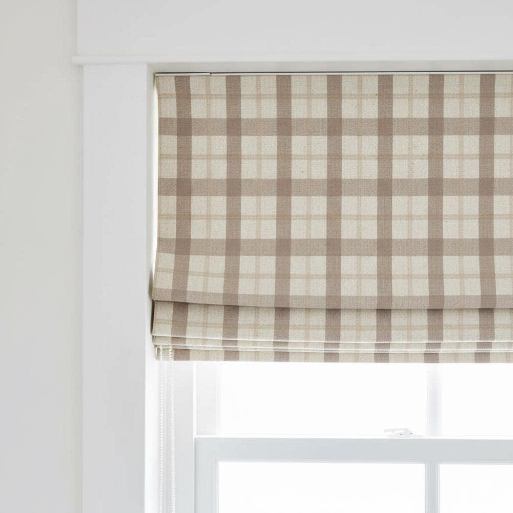 Custom Linen Roman Shade - Farmhouse Check, Corded, Blackout or Light-Filtering — image 1