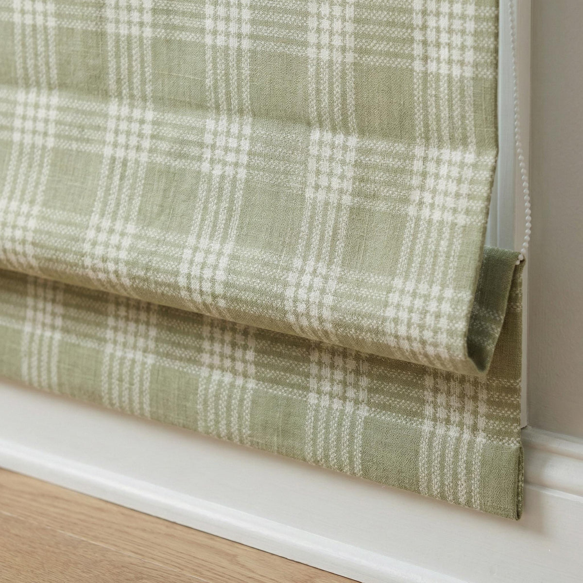 Sage Green Plaid Linen Roman Shade, Farmhouse Window Blind, Custom Made — image 4