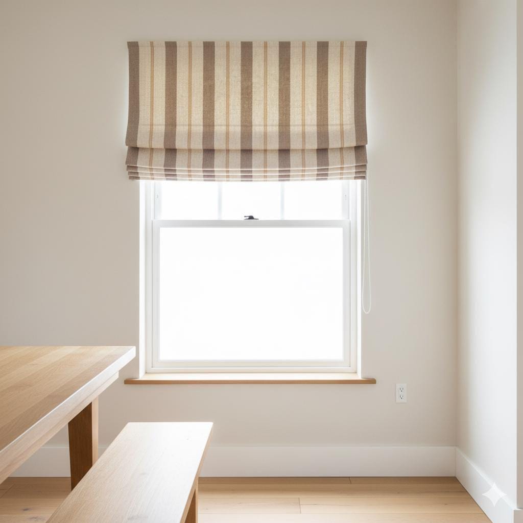 Roman Shades: Linen with Farmhouse Stripes (Blackout or Cotton Liner) — image 3