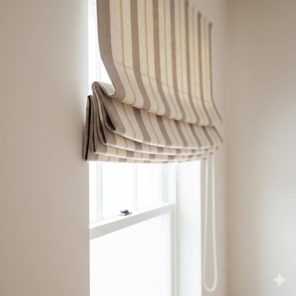 Roman Shades: Linen with Farmhouse Stripes (Blackout or Cotton Liner) — image 5