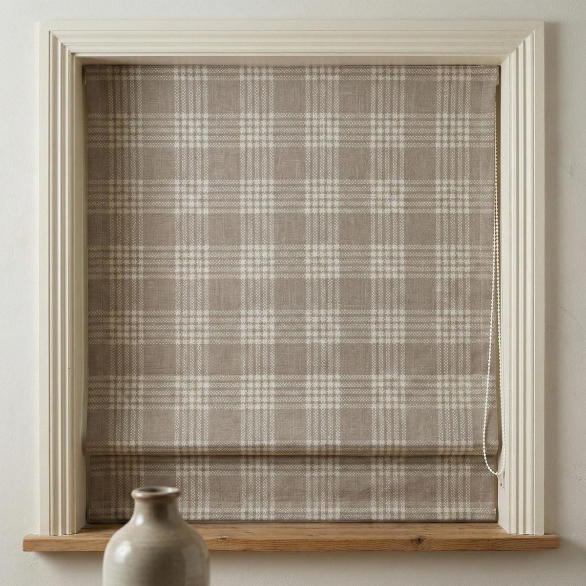 Taupe Plaid Linen Roman Shade, Farmhouse Window Blind, Custom Made — image 7