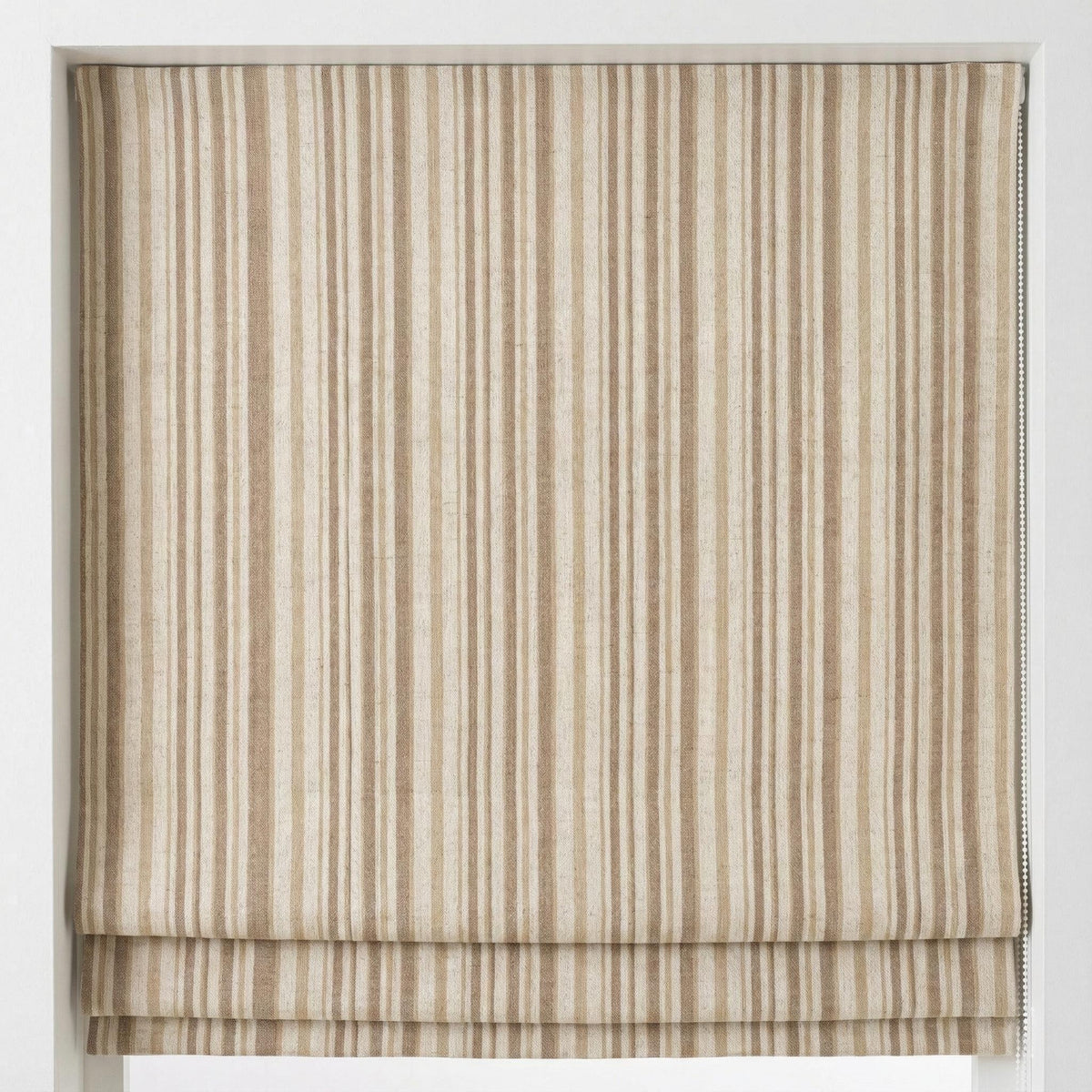 Beige Stripe Linen Roman Shade: Custom Organic Farmhouse Window Blind — image 1