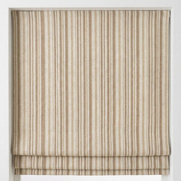 Beige Stripe Linen Roman Shade: Custom Organic Farmhouse Window Blind — image 1