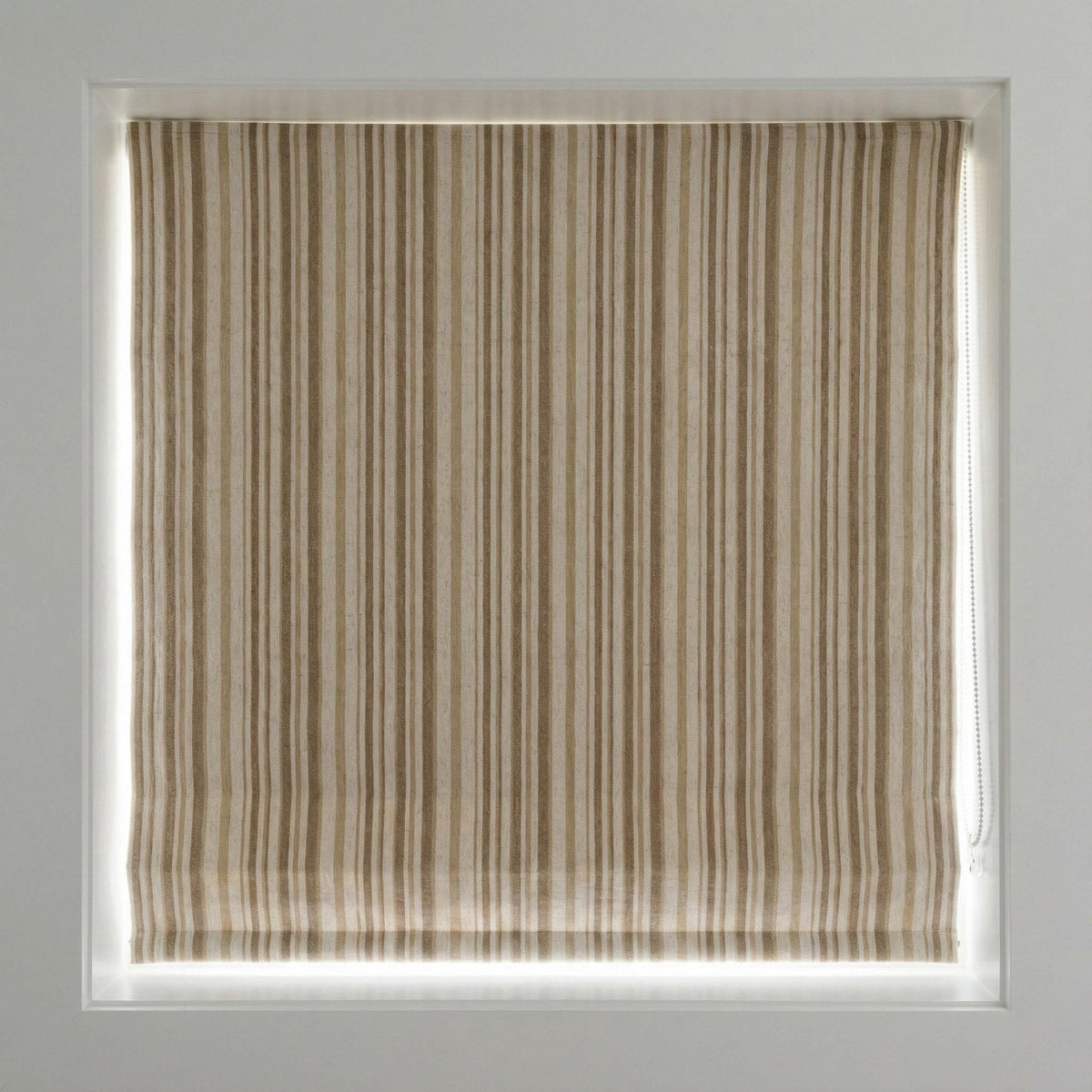 Beige Stripe Linen Roman Shade: Custom Organic Farmhouse Window Blind — image 8