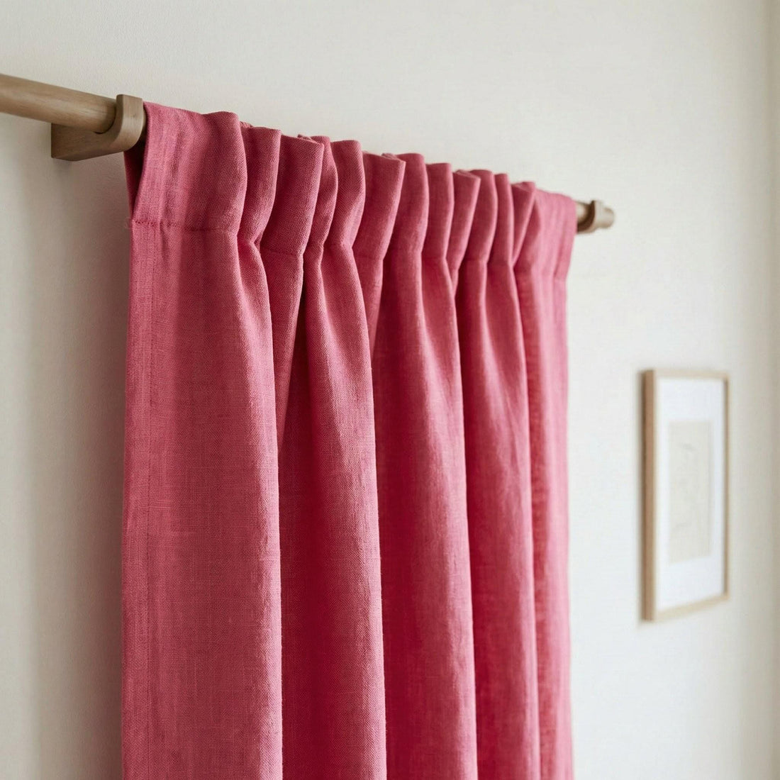 Hot Pink Linen Curtains, Custom Size, Blackout Option — image 1