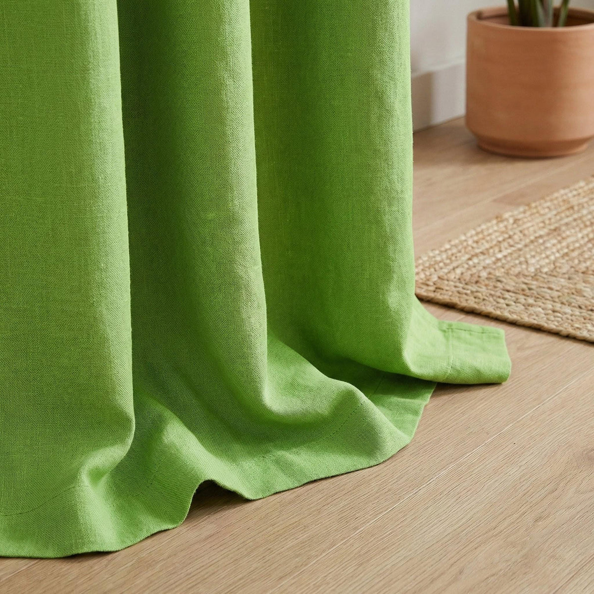 Lime Green Linen Curtains, Custom Size, Blackout Option — image 4
