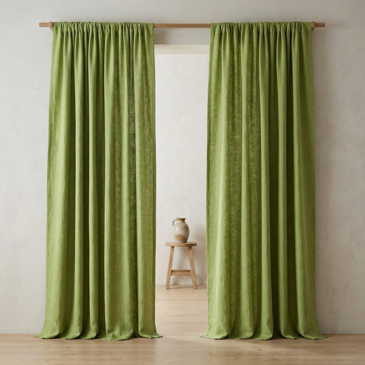 Sage Green Linen Curtains, Custom Size, Blackout Option — image 8