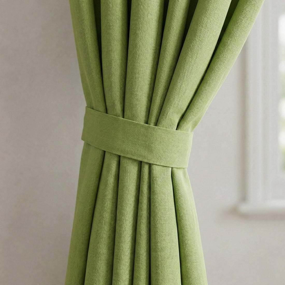 Sage Green Linen Curtains, Custom Size, Blackout Option — image 1