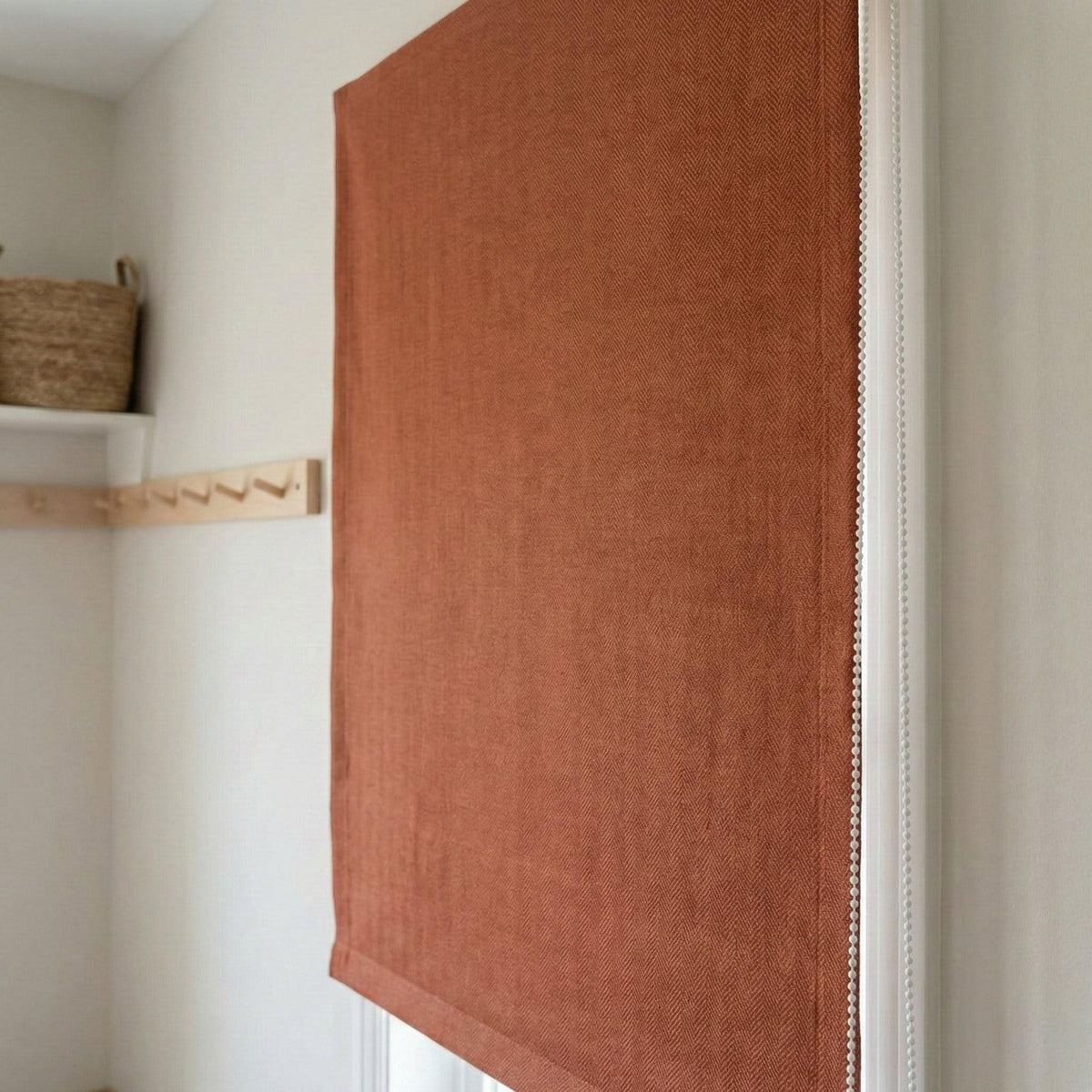 Rust Terracotta Linen Roman Shade, Herringbone Corded Blind, Custom Size, OEKO-TEX — image 5