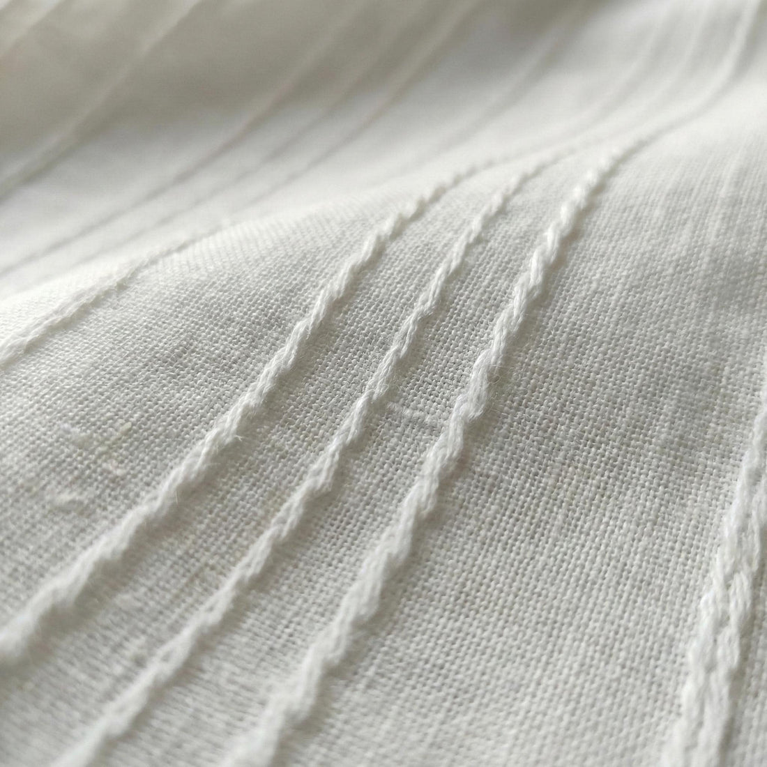Embroidered Linen Sheer Curtain, Textured Stripe, Custom Size — image 1