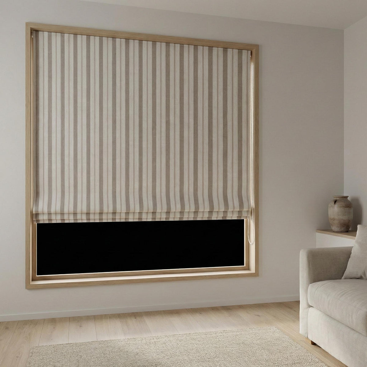 Roman Shade: Pure Linen with Farmhouse Stripes (Blackout or Cotton Liner) — image 8