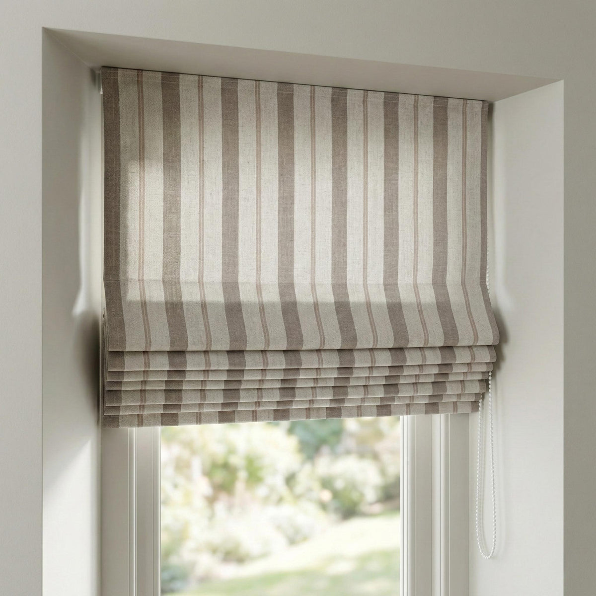 Roman Shade: Pure Linen with Farmhouse Stripes (Blackout or Cotton Liner) — image 4