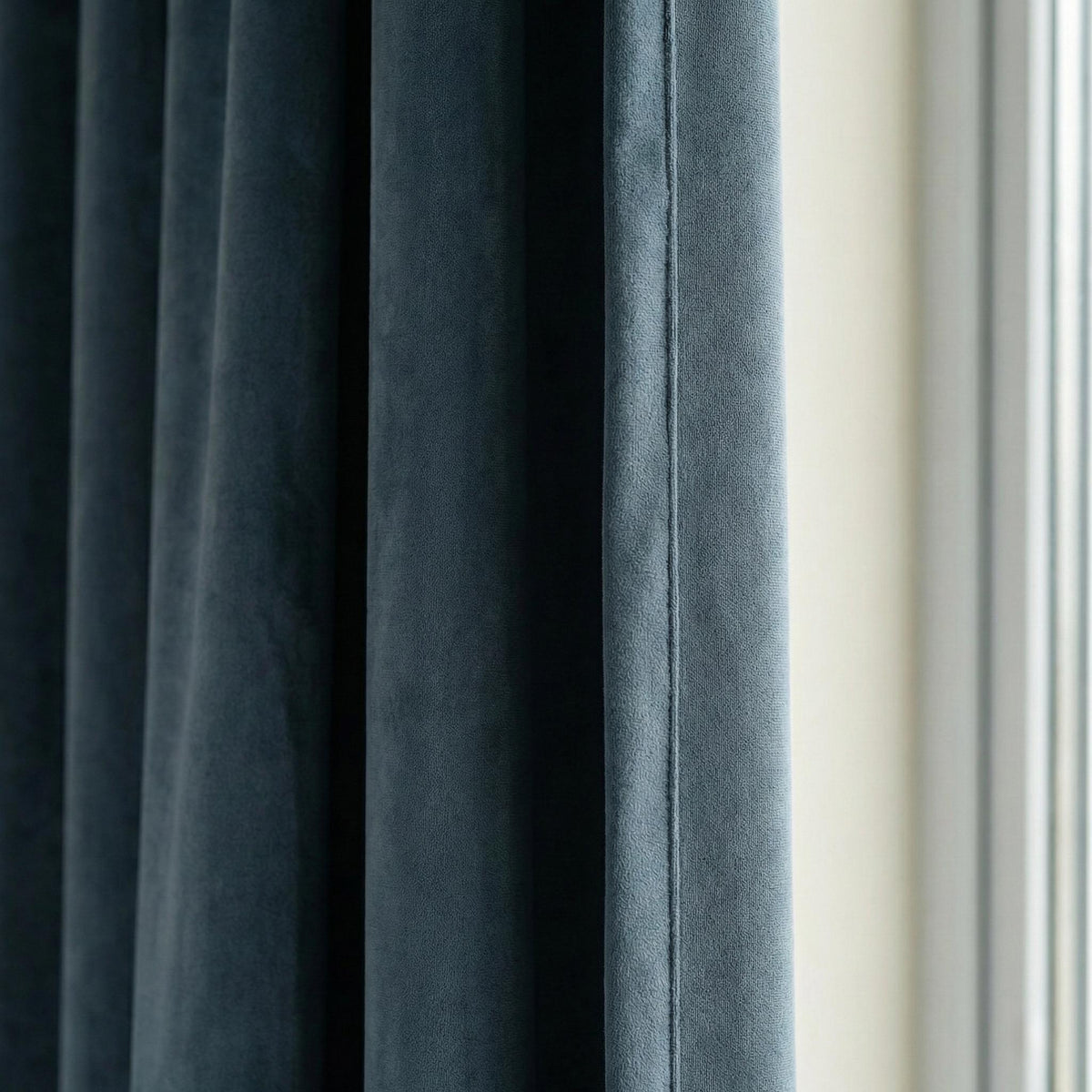 Slate Blue Grey Matte Velvet Curtains, Custom Size, Unlined/Cotton Lined/100% Blackout, Rod Pocket Back Tab Grommet Hooks Top — image 4