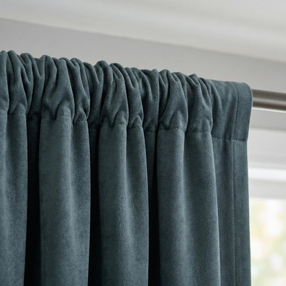 Slate Blue Grey Matte Velvet Curtains, Custom Size, Unlined/Cotton Lined/100% Blackout, Rod Pocket Back Tab Grommet Hooks Top — image 5