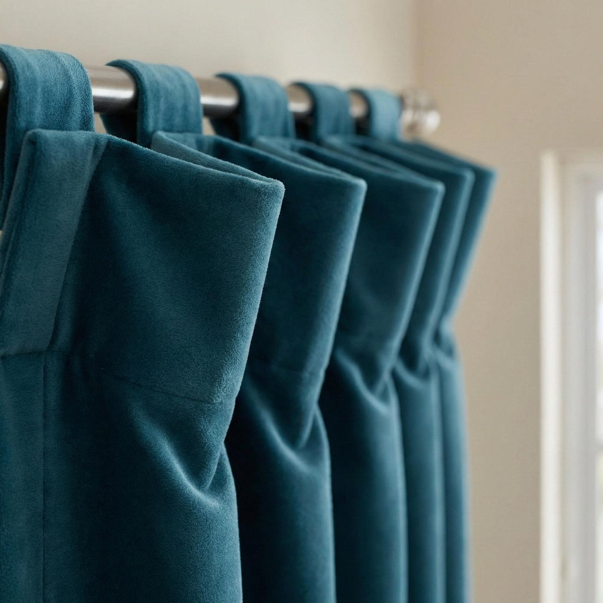 Ocean Blue Velvet Curtains, Teal Coastal Decor, Custom Size — image 1