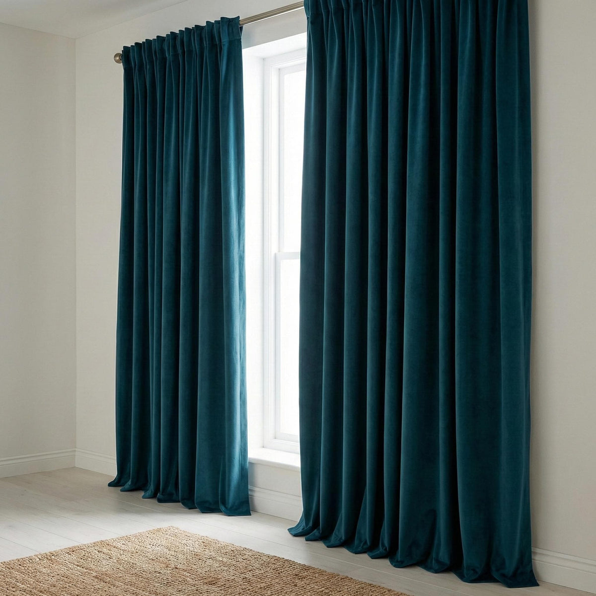 Ocean Blue Velvet Curtains, Teal Coastal Decor, Custom Size — image 5