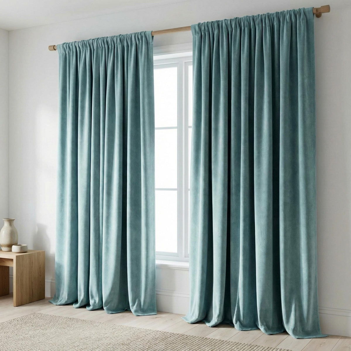 Ice Blue Velvet Curtains, Matte Finish, Custom Size, Blackout Option — image 6