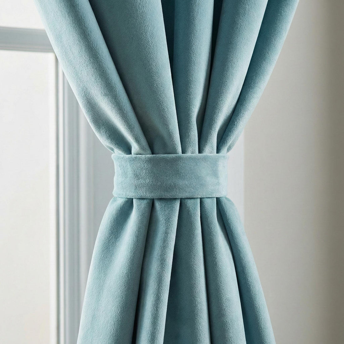 Ice Blue Velvet Curtains, Matte Finish, Custom Size, Blackout Option — image 1