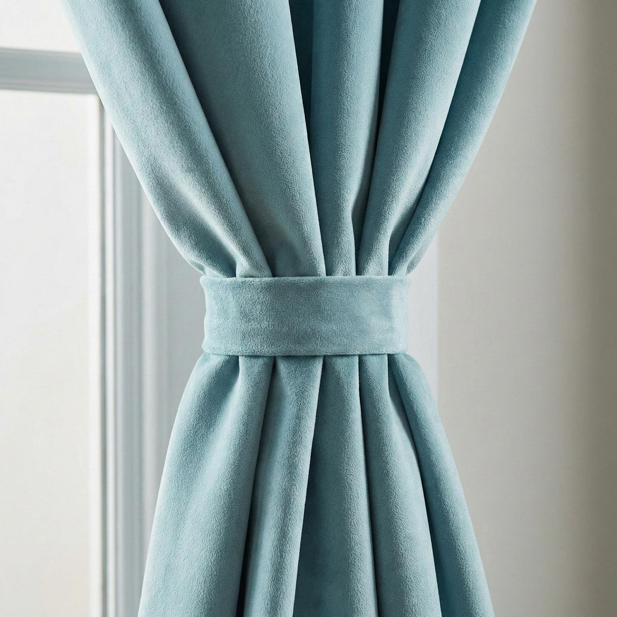 Ice Blue Velvet Curtains, Matte Finish, Custom Size, Blackout Option — image 2