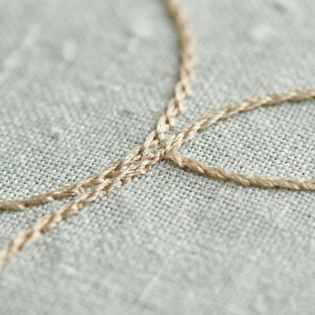 Embroidered Linen Curtain, Sage Mint Floral Outline, Custom Size — image 10