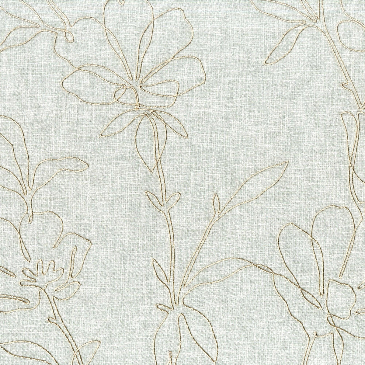 Embroidered Linen Curtain, Sage Mint Floral Outline, Custom Size — image 9