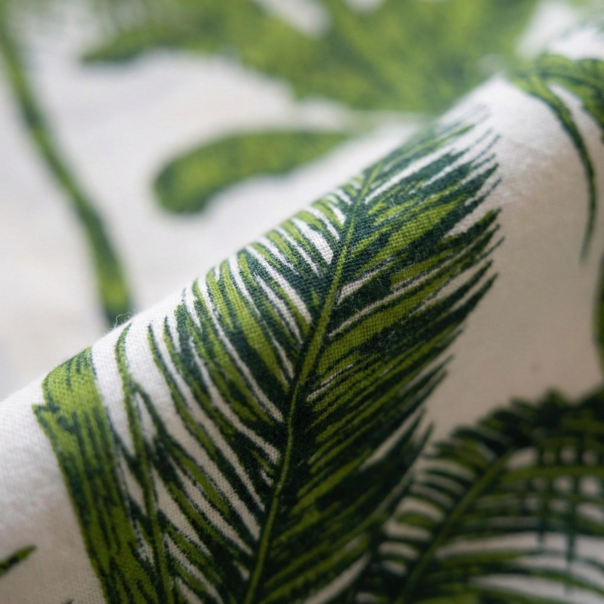 Green Palm Tree Curtains, Organic Cotton Botanical Print, Custom Size — image 6