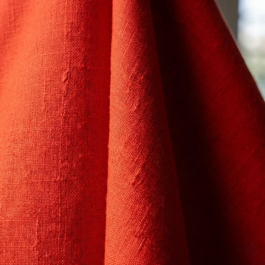 Red Orange Linen Curtains, Custom Size, Blackout Option — image 8