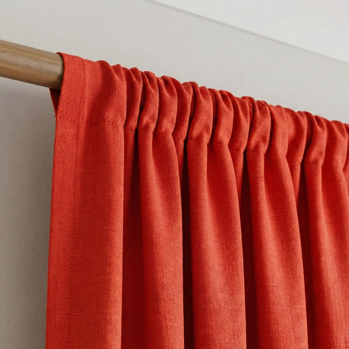 Red Orange Linen Curtains, Custom Size, Blackout Option — image 3