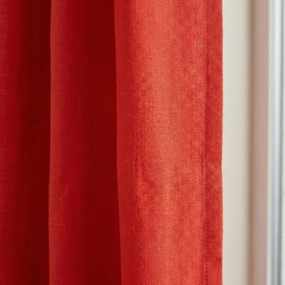 Red Orange Linen Curtains, Custom Size, Blackout Option — image 4