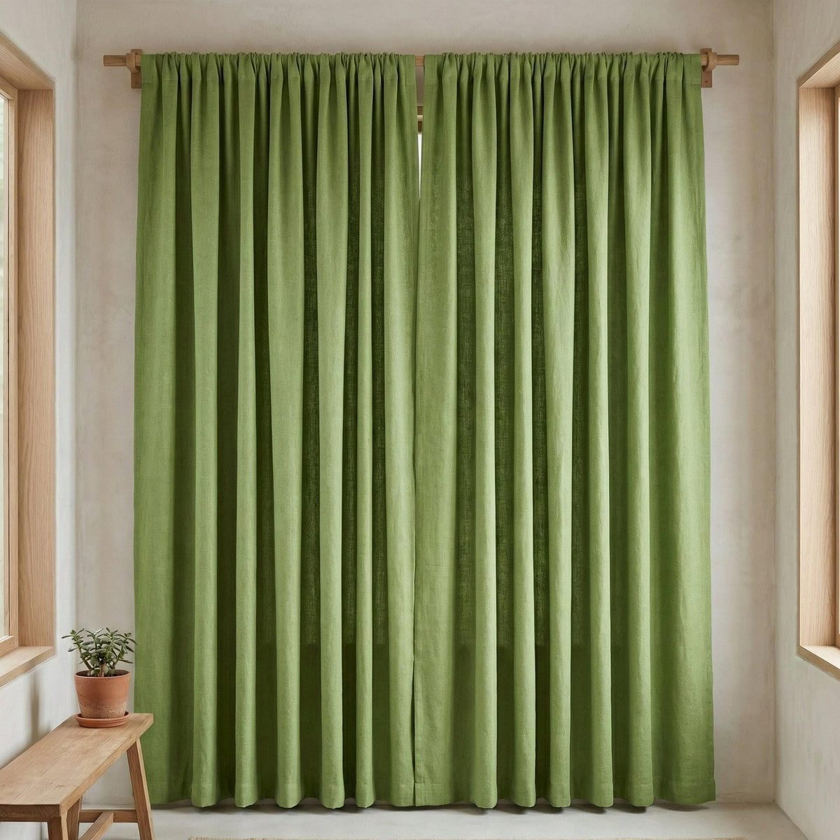 Sage Green Linen Curtains, Custom Size, Blackout Option — image 3