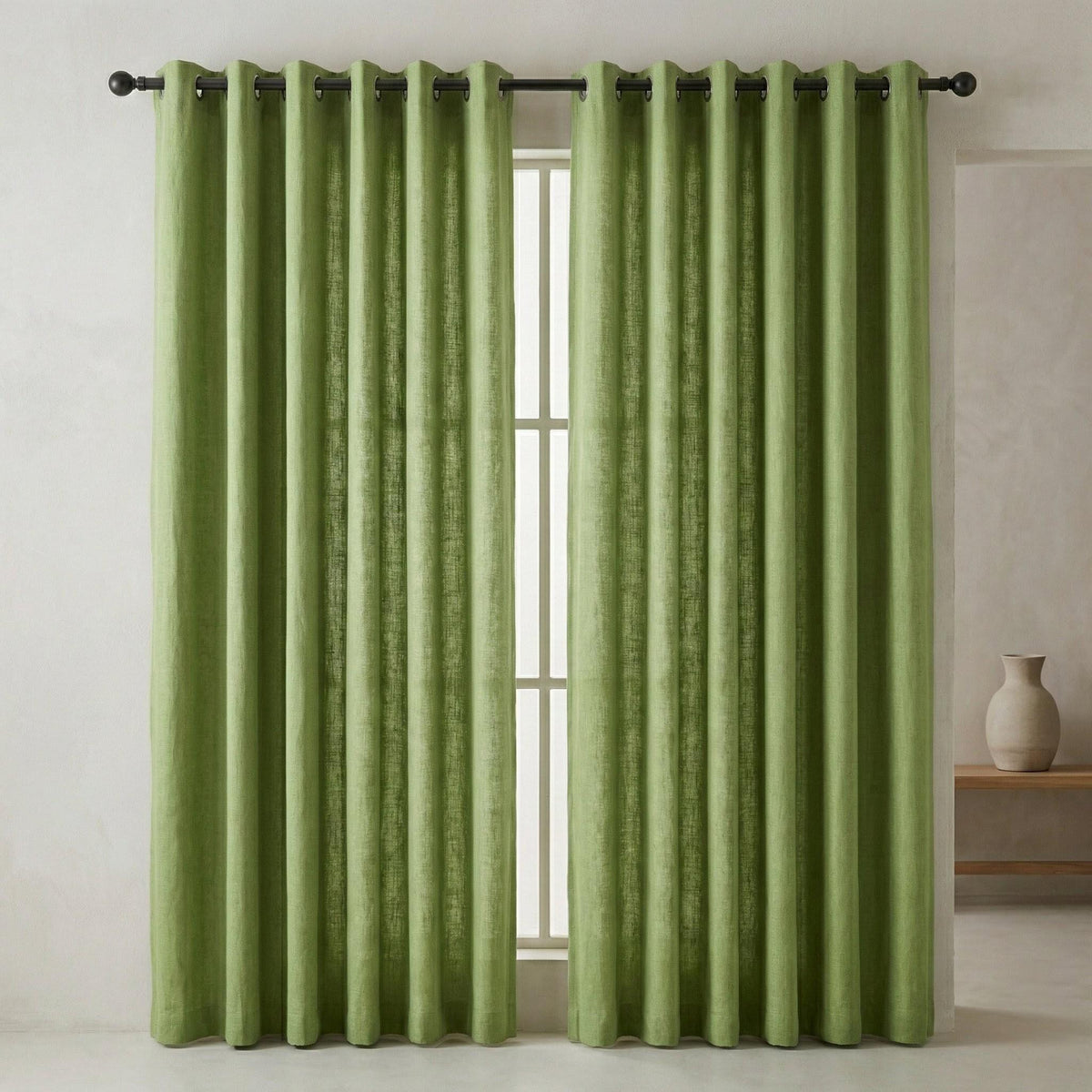 Sage Green Linen Curtains, Custom Size, Blackout Option — image 5