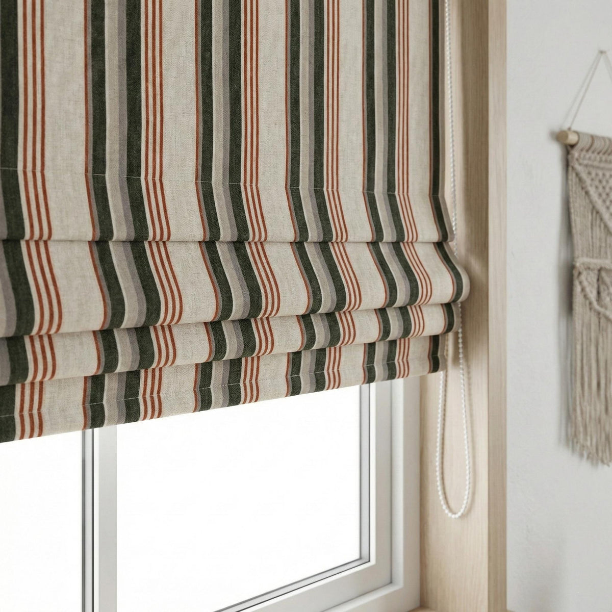 Farmhouse Ticking Stripe Linen Roman Shade, Custom Made Window Blind — image 3